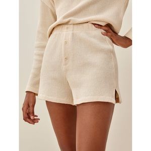 Reformation Dixon Shorts - ivory waffle